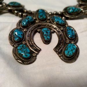 Navajo Squash Blossom silver/turquoise necklace